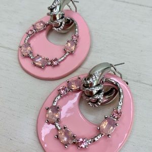 4 in 1 Statement earrings. Baby Pink/silver